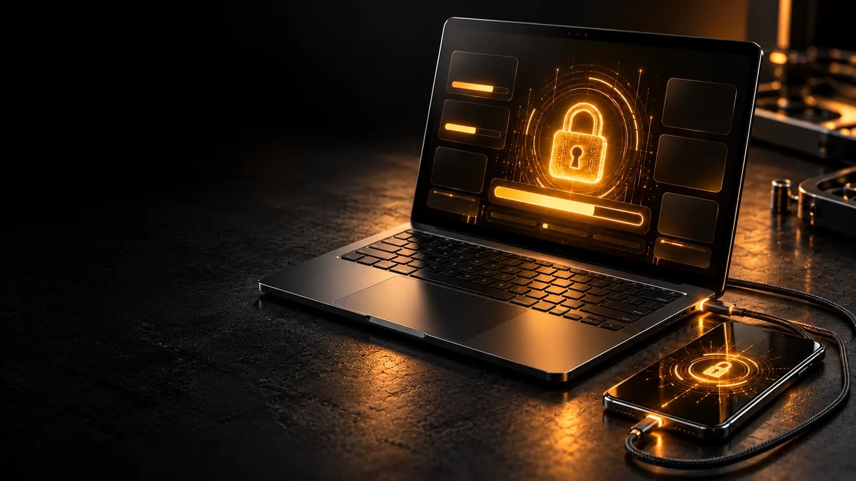 Laptop running UnlockTool connected to a smartphone by USB